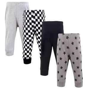 Hudson Baby Cotton Pants and Leggings, Black Gray Stars - Size 3 to 6 months